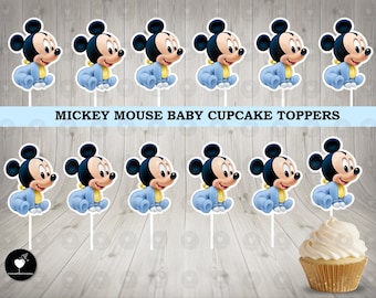 Baby Mickey Cupcake Toppers: Birthday Party Decorations