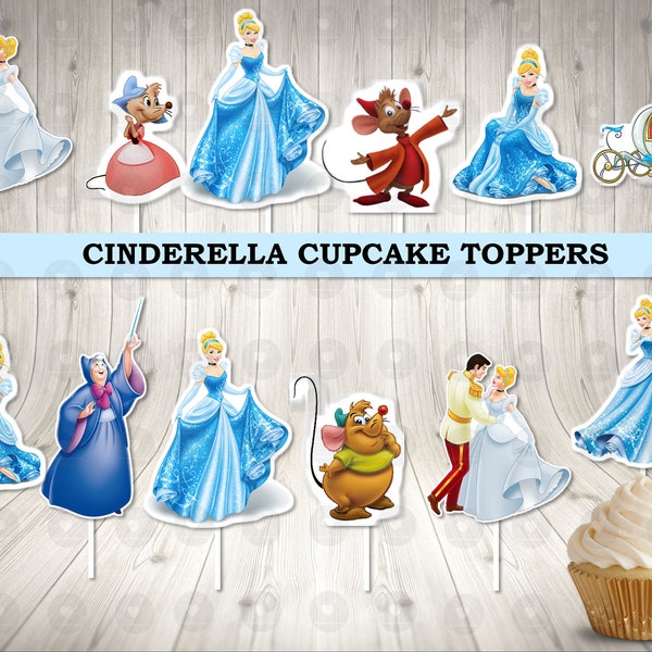 Cinderella Cupcake Toppers, Birthday Cupcake Toppers, Party Cupcake Toppers