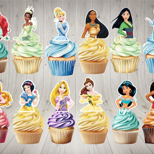 Princess Cupcake Toppers, Birthday Cupcake Toppers, Party Cupcake Toppers