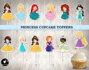 Princess Birthday Cupcake Toppers: Party Decorations