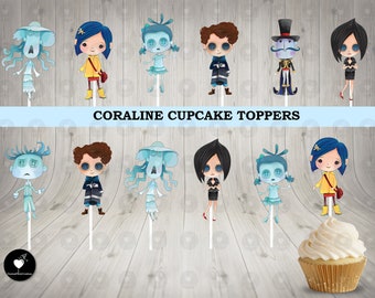 Coraline Birthday Cupcake Toppers: Party Decorations, Set of 12