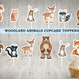 Woodland Animal Cupcake Toppers: Baby Shower Birthday Party Decor