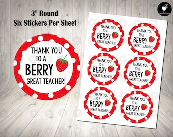 Teacher Thank You Stickers: 3" Round Berry Design