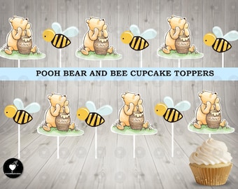 Winnie the Pooh Cupcake Toppers: Birthday Baby Shower Decorations