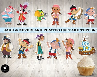 Jake and Neverland Pirates Cupcake Toppers: Birthday Party Decor