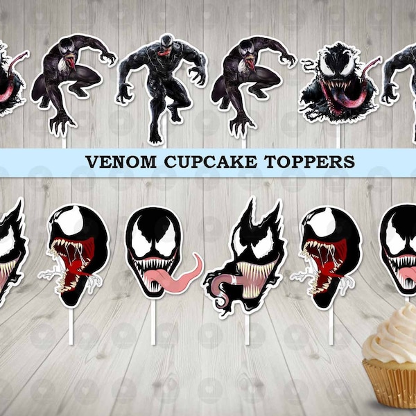 Venom Cupcake Toppers, Birthday Cupcake Toppers, Party Cupcake Toppers