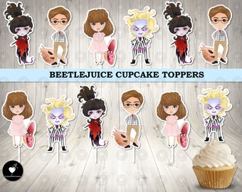 Beetlejuice Birthday Cupcake Toppers: Party Decorations