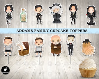 Addams Family Cupcake Toppers: Birthday Party Decorations