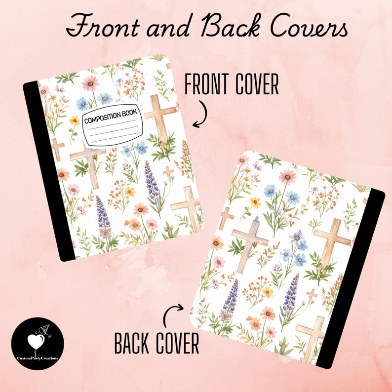 Spring Bloom With Cross Composition Books, Wide Ruled Hardcover ...
