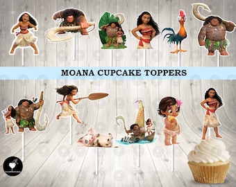 Moana Birthday Cupcake Toppers: Party Decorations