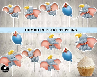 Dumbo Cupcake Toppers: Birthday Party Decorations