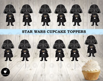 Darth Vader Cupcake Toppers: Star Wars Birthday Party Decor