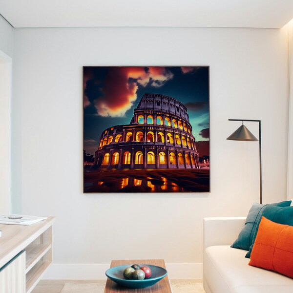 Colosseum Rome Italy Poster Monument Wall Art Digital Iconic Roman History Architecture Italian Landmarks For Decor, Mug, T-shirt, Cards