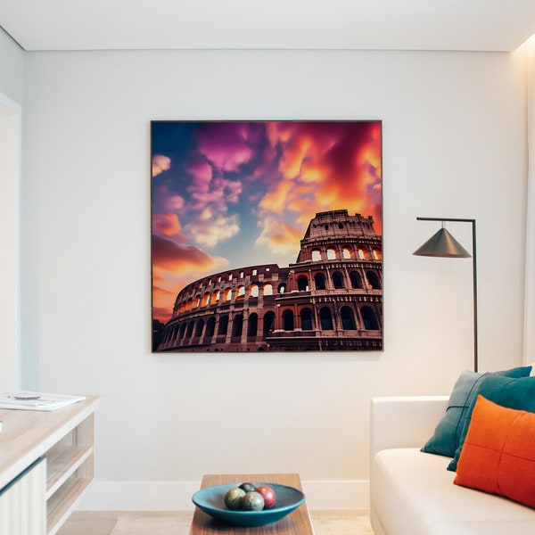 Colosseum Rome Italy Poster Monument Wall Art Digital Iconic Roman History Architecture Italian Landmarks For Decor, Mug, T-shirt, Cards