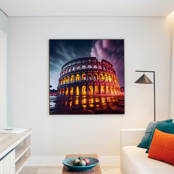 Colosseum Rome Italy Poster Monument Wall Art Digital Iconic Roman History Architecture Italian Landmarks For Decor, Mug, T-shirt, Cards