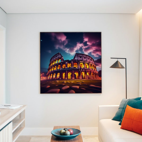 Colosseum Rome Italy Poster Monument Wall Art Digital Iconic Roman History Architecture Italian Landmarks For Decor, Mug, T-shirt, Cards