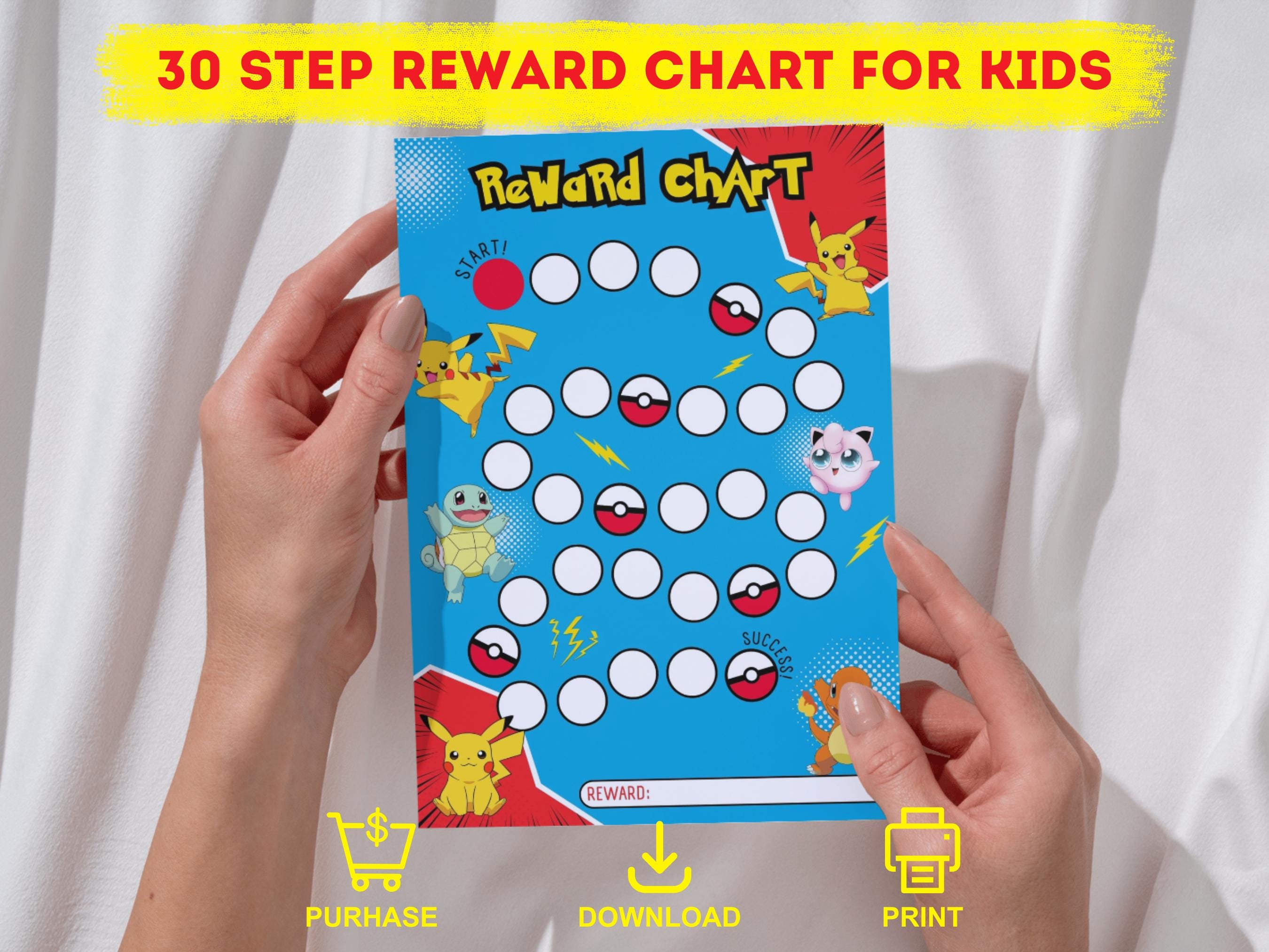Reward Chart Pikachu,pokemon Behavior Reward Chart for Kids,chore Chart ...