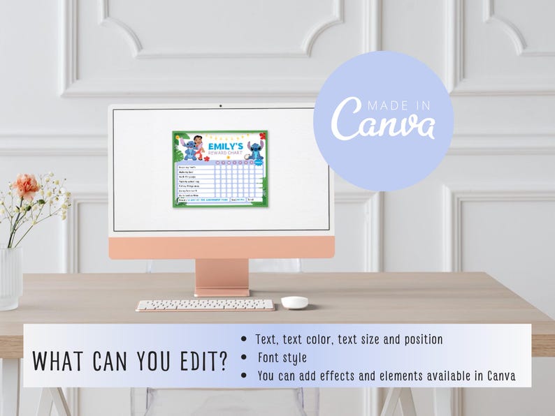 Stich Routine Chart EDITABLE Reward Chart Lilo & Stich,behavior Reward Chart for Kids,lili ...