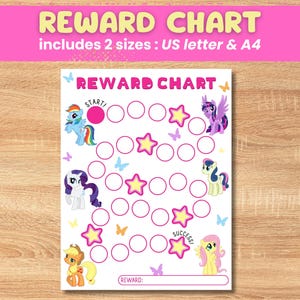 My Little Pony Belohnungstabelle für Kinder,Behaviour Chart,Behaviour Chart,Sofortiger Download, Sticker Chart,Töpfchen Chart für Mädchen
