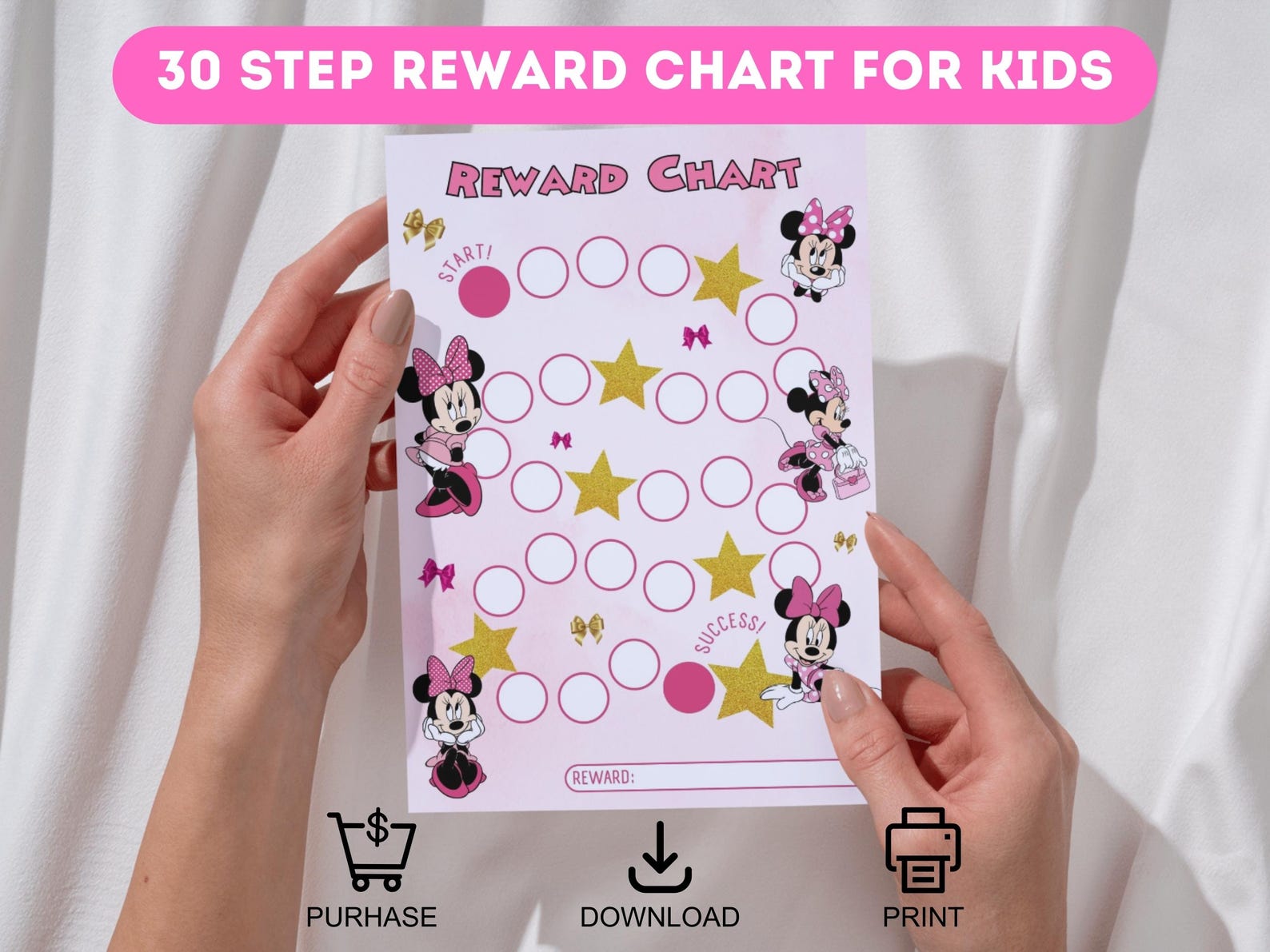 Minnie Mouse Reward Chart,sticker Chart for Kids,potty Training Chart ...
