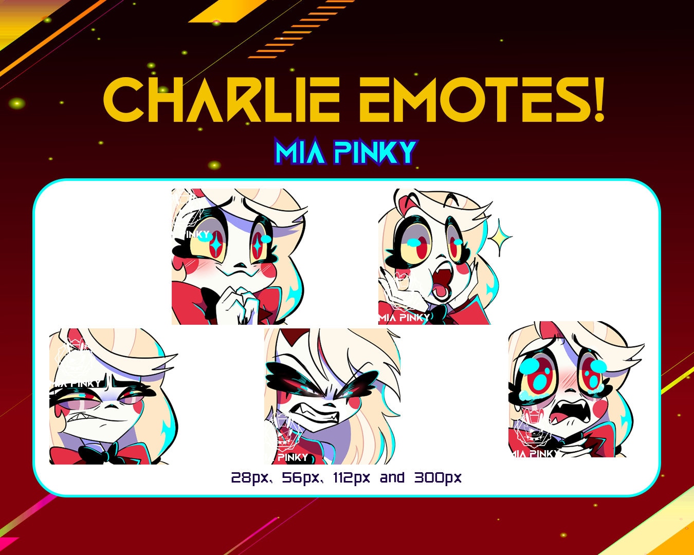 Charlie Morningstar Emotes From Hazbin Hotel for Twitch, Youtube