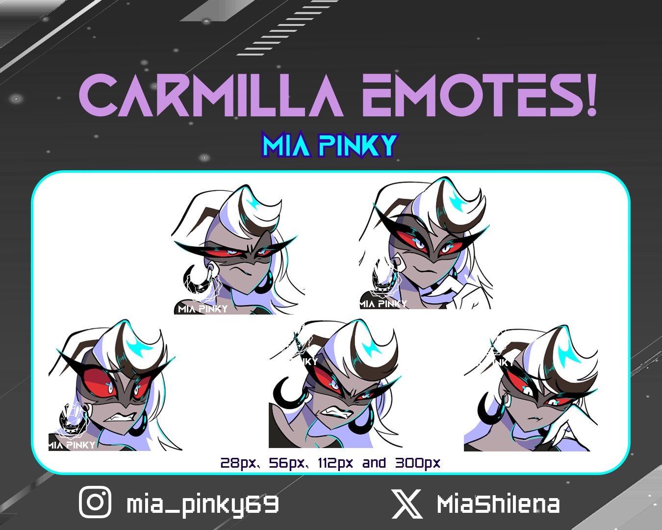 Hazbin Hotel Carmilla Emotes for Twitch, Youtube and Discord