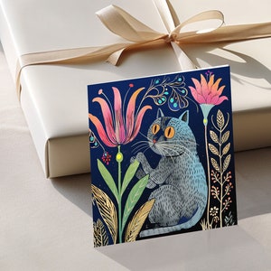 Vous voulez quelque chose de spécial pour un amoureux des chats ? Cette carte de voeux colorée pour chat ajoutera de la couleur à un emballage cadeau, une carte vierge pour toutes les occasions