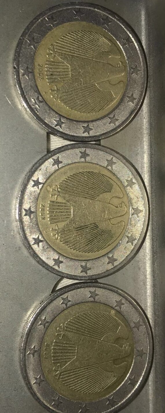 2002 年発行の 2 ユーロ ヴァークナ コイン 3 枚 - Etsy 日本