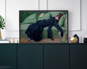 Decadent Young Woman - Wall Art, After The Dance (1899) by Ramon Casas, Moody Wall Art