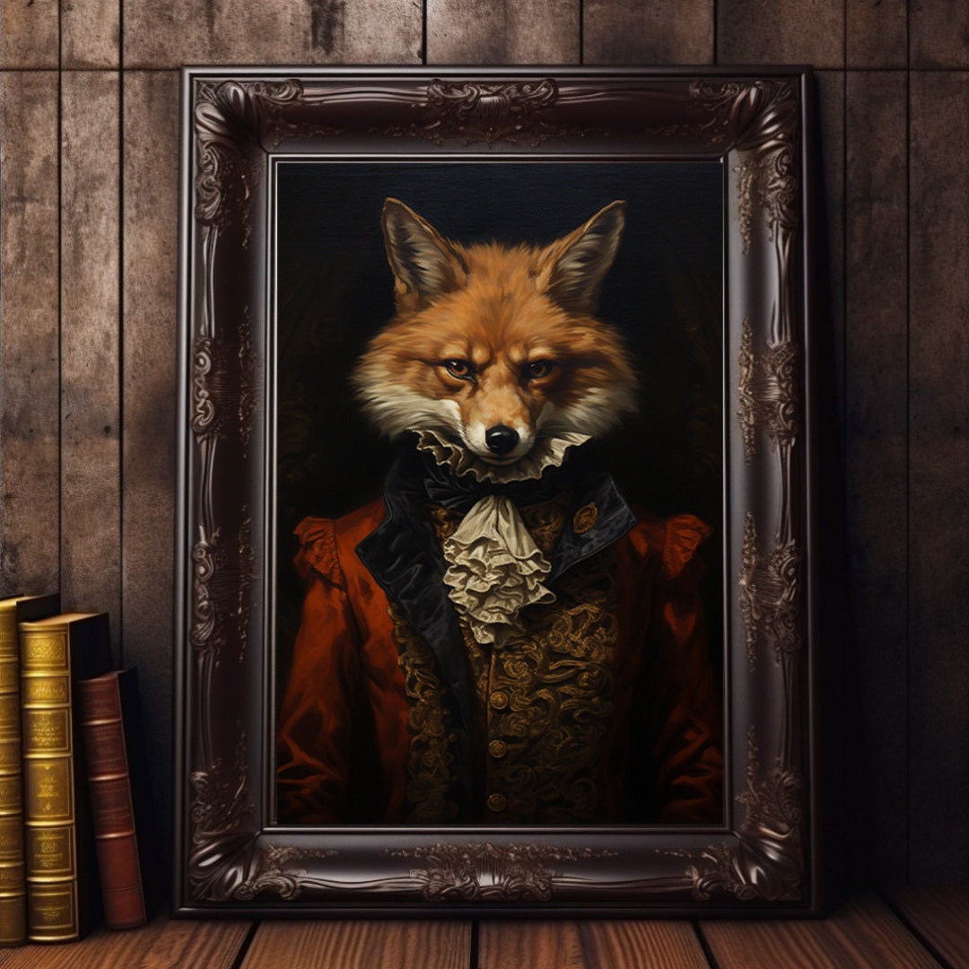 Fox in Dress, Dark Academia, Witchy Room Decor, Dark Cottagecore Prints ...