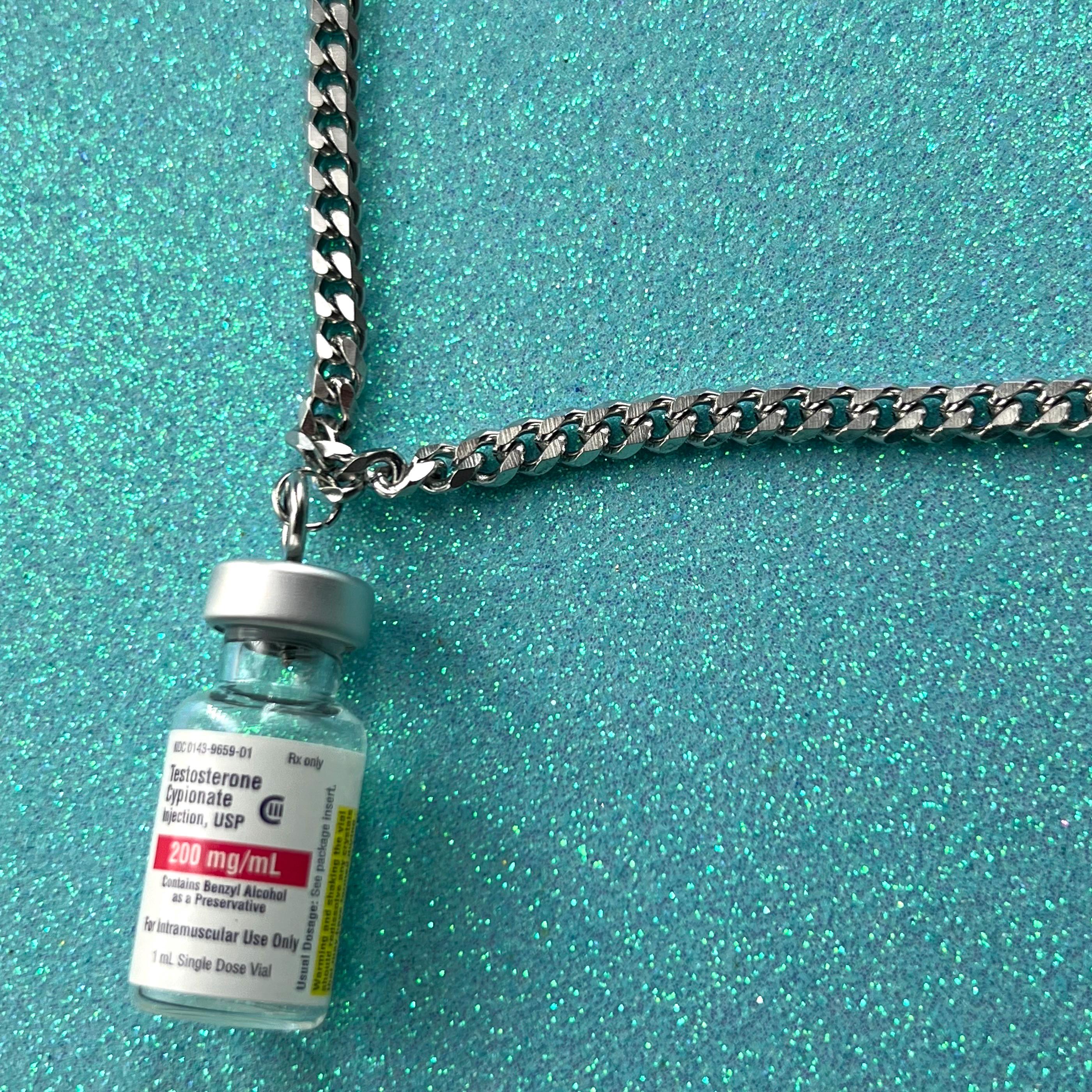 Trans Chain Testosterone Vial Stainless Steel Chain Necklace / Trans Nonbinary ...