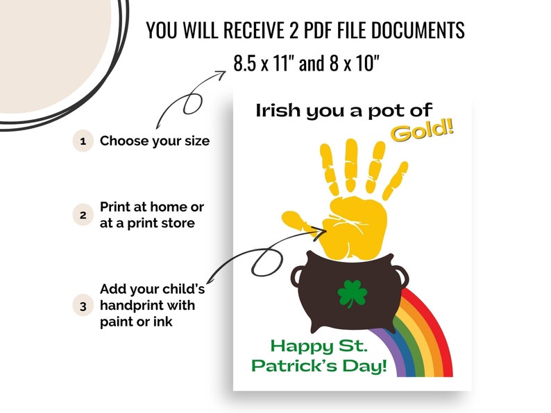 St Patrick's Day Handprint Craft, Pot of Gold, Paint Craft for Baby ...