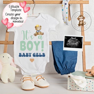 Digital Baby Pregnancy Its a Boy Announcement / Cute Boy Baby Reveal / Social Media / Facebook / Instagram / Personalized Editable