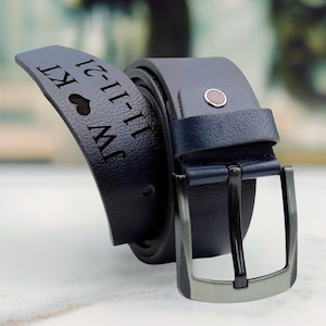 Navy Mens Leather Belt | handcrafted custom genuine leather belt • full grain leather belt • Father&#39;s day gift,  Anniversary gift