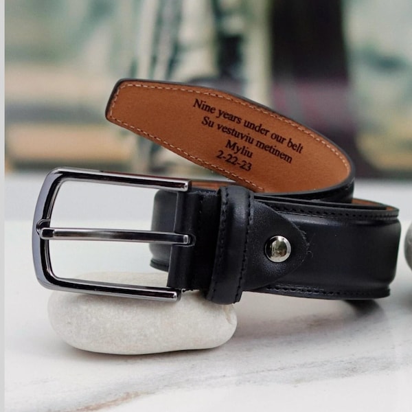 Special Handcrafted Black Leather Belts - Perfect Presents for Husband, Dad, Boyfriend | Elegance & Style, personalized leather belt for him