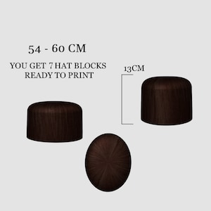 Hat Blocks Bundle - Style Open Crown - Fedora - Sizes 54 - 60cm - Hat Making - Crown - Hat Production - Hat Mold - 3D Printing