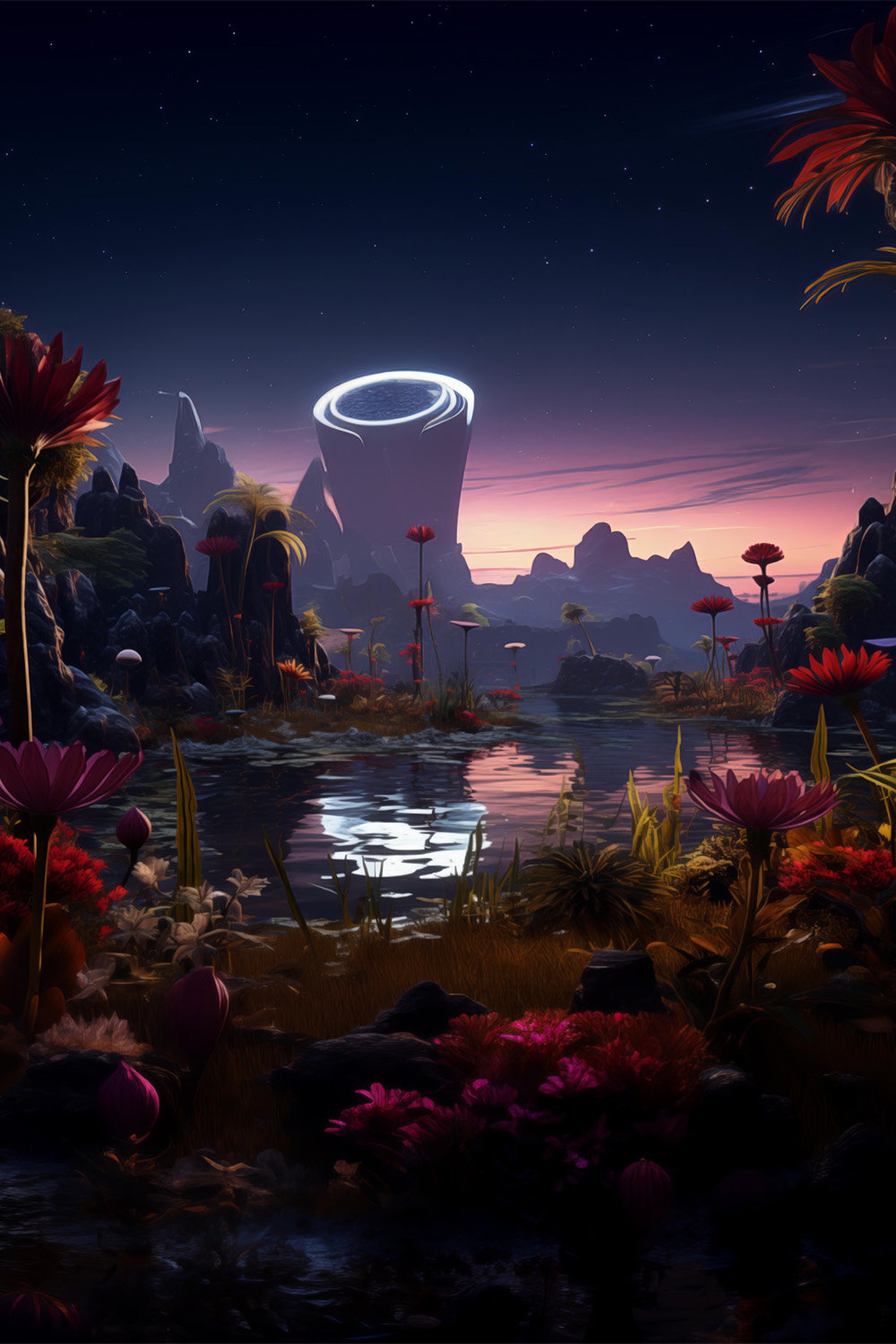 Alien Oasis: Panoramic Alien Landscape Art Print for Space Lovers - Etsy