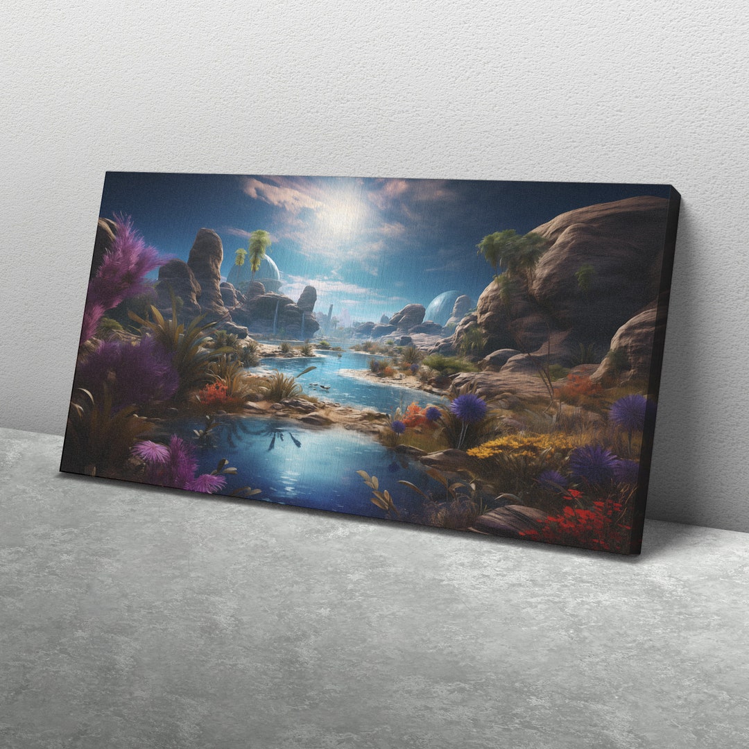 Exoplanet Eden: Panoramic Alien Landscape Art Print for Space Lovers - Etsy
