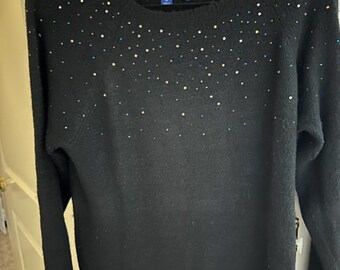 Jeweled sweater with matching earrings