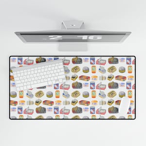 Tinned fish sardine can desk mat of canned fish retro sardine tins great gift for a fish loving sardine obsessed friend office gift
