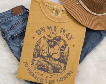 Comfort color raccoon christian t-shirt funny faith based western shirt for christian women t-shirt bible tee fun worship tshirt gift racoon