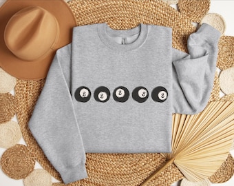 Y2K graphic hoodie lucky 8 ball sweatshirt with eight ball graphic for urban unisex aesthetic y2k 8-ball t-shirt gift shirt row of 8balls