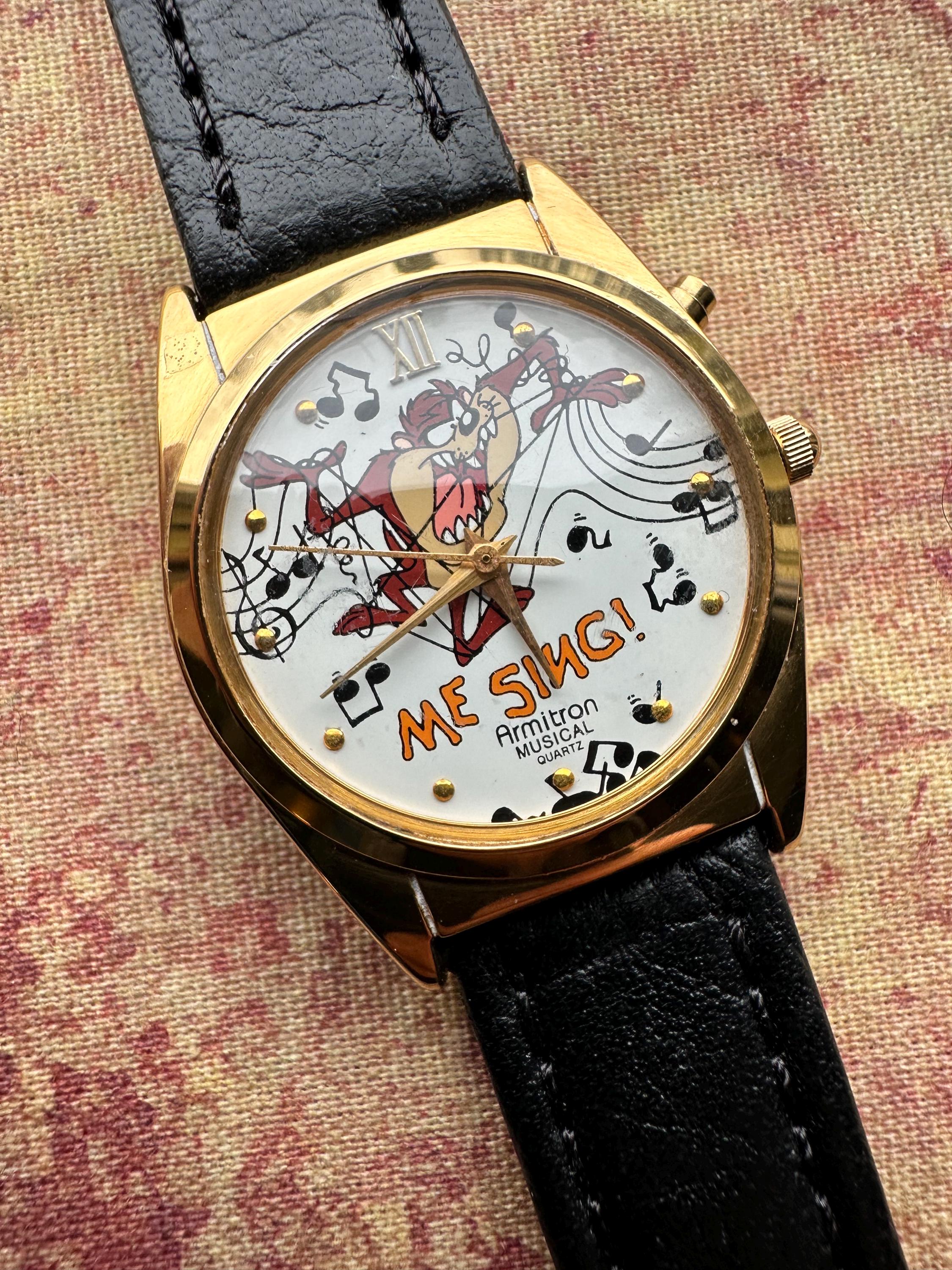 Gold Taz Watch Looney Tunes Musical Tasmanian Devil Vintage Vintage Armitron Looney Tunes Tasmanian Devil Musical Watch  main image 2