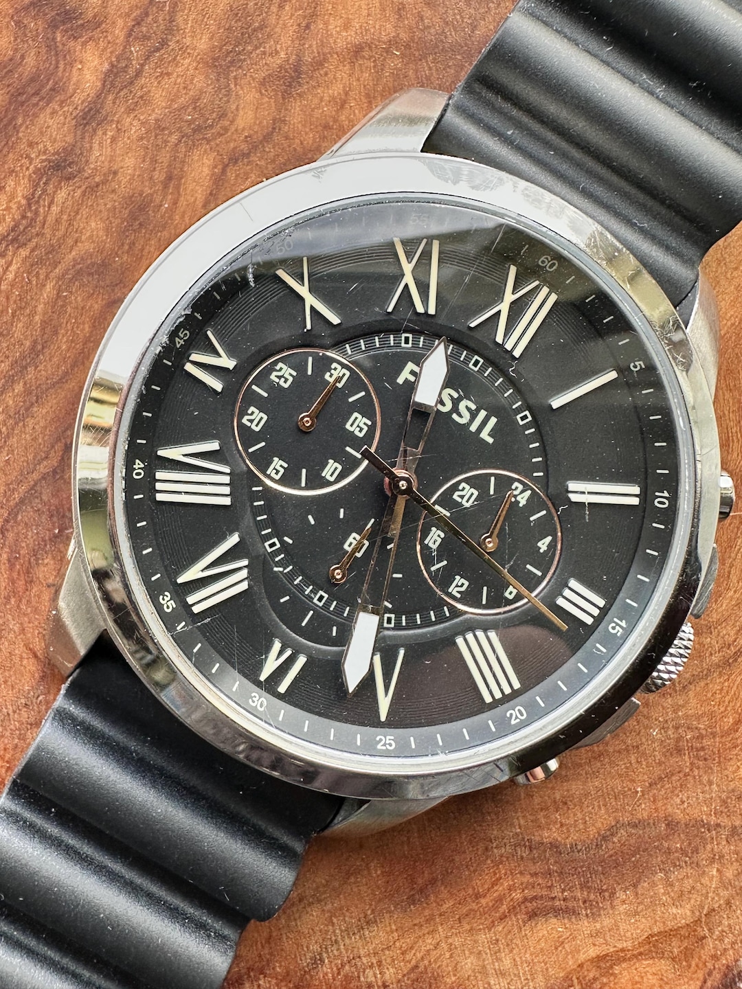 Fs4813 Fossil Chronograph Watch 'grant' FS4813 - Roman Dial, White Numerals on ...