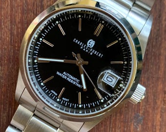 Charles Hubert Automatic Watch: 21 Jewels Japanese Movement, Exhibition Window