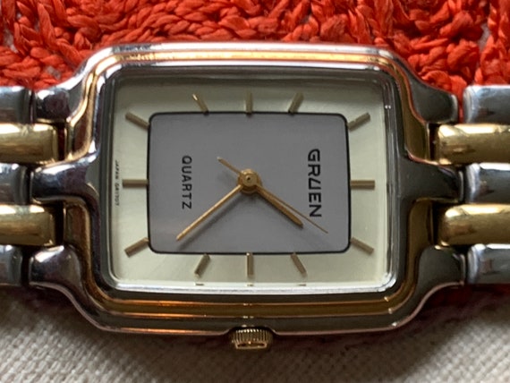 Neo-vintage: 1980s Gruen Two Tone Metal Tank Watch - Barely Worn