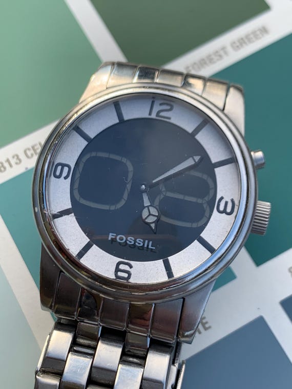 時計 fossil big tic leather analog digital Battery replaced FOSSIL BIG TIC Fossil watch with leather