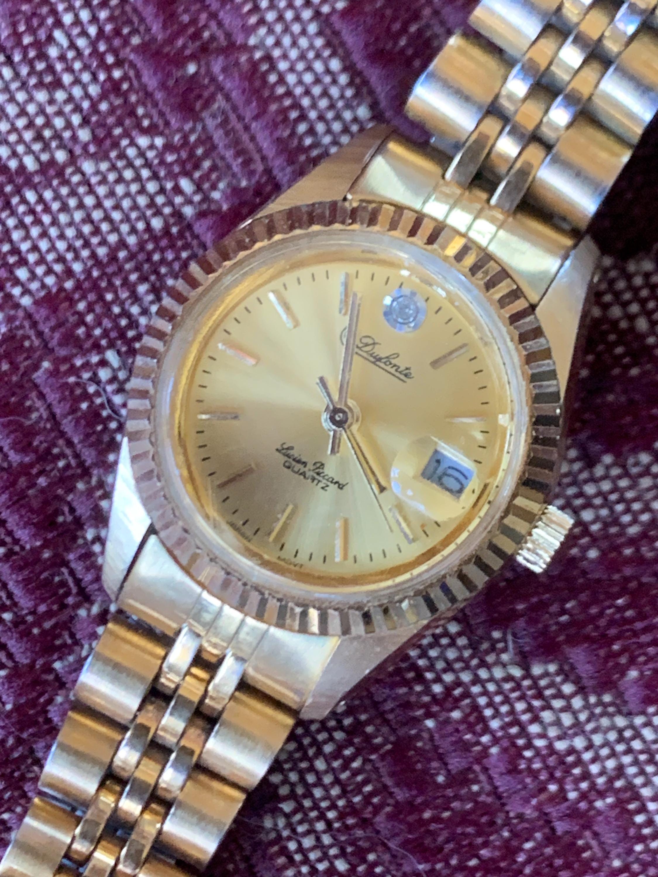 Dufonte Lucien Piccard Womens Diamond Watch Gold Tone Dainty Dress New Battery DUFONTE Lucien Piccard Womens Wrist Watch, Yellow Gold  main image 4