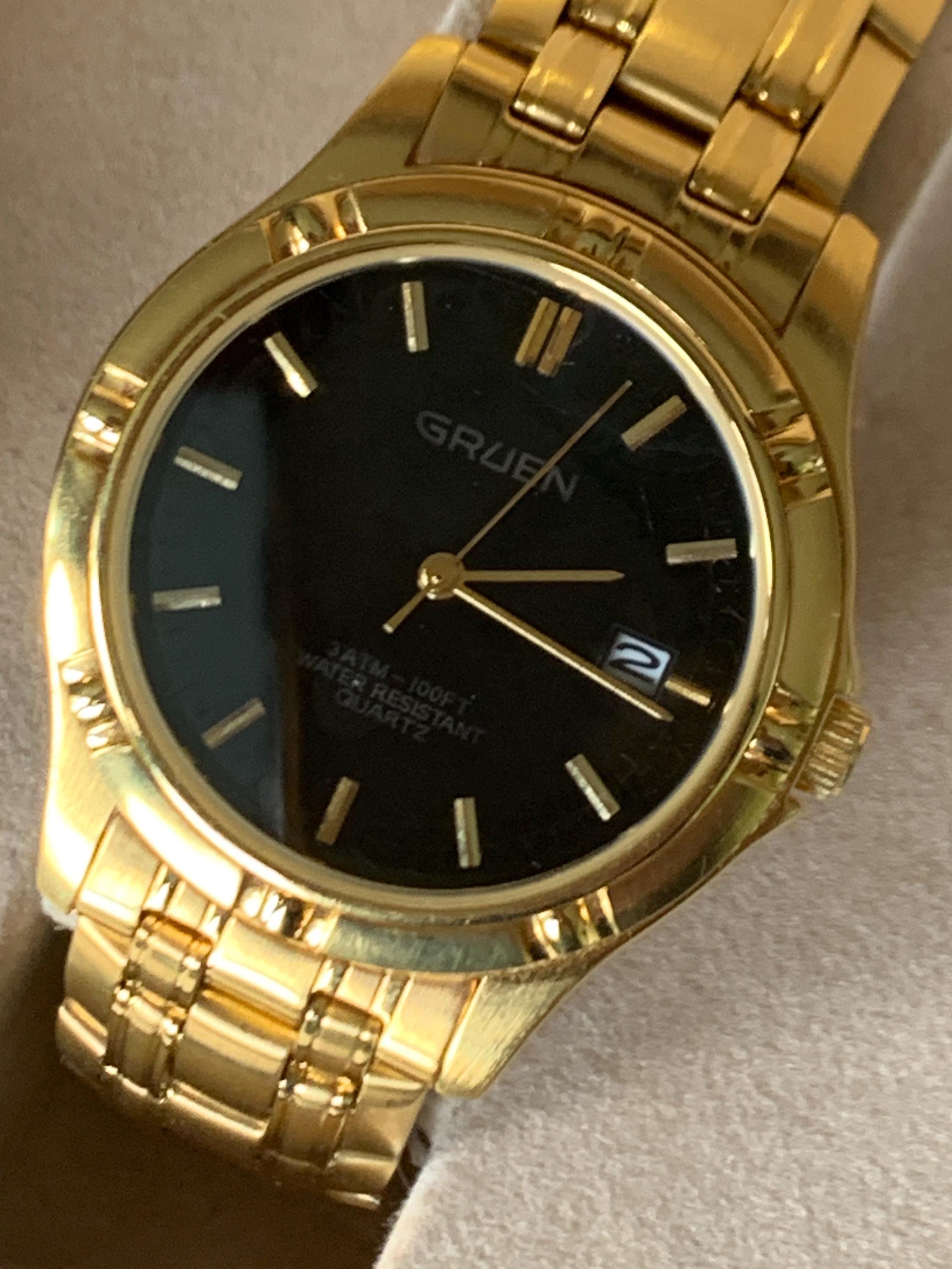 Gruen Black Face Watch Working Precision by Gruen Black Face Silvertone Watch | eBay main image 2