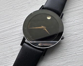 Vintage Movado Museum 87-25-855N | 24.5mm Swiss Quartz | New Hadley Roma Strap